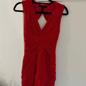 Red BCBG shirred cocktail dress - size small